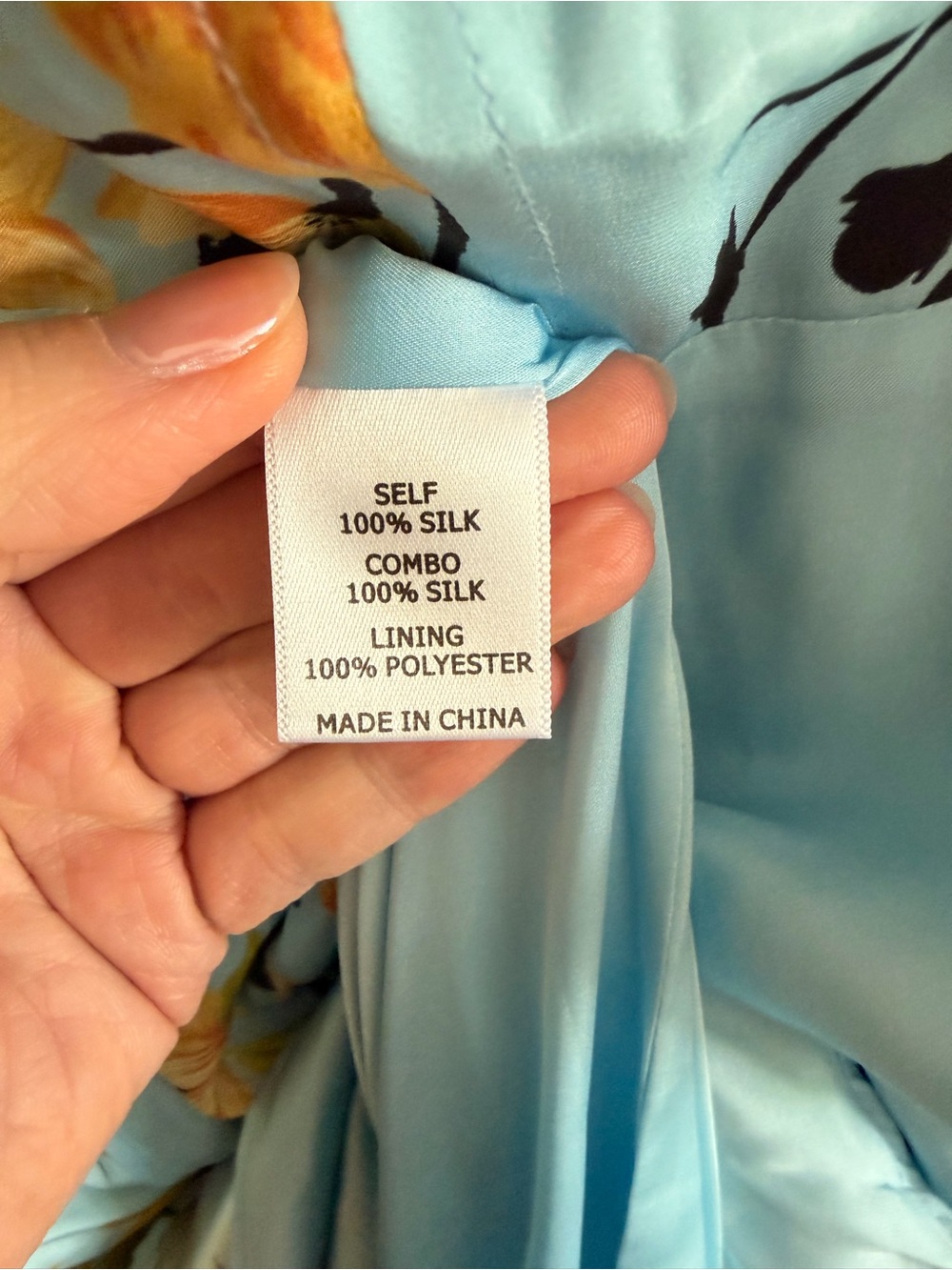 La Ligne Silk Sky Blue Floral Dress with Yellow Accents Size M - Picture 7 of 8